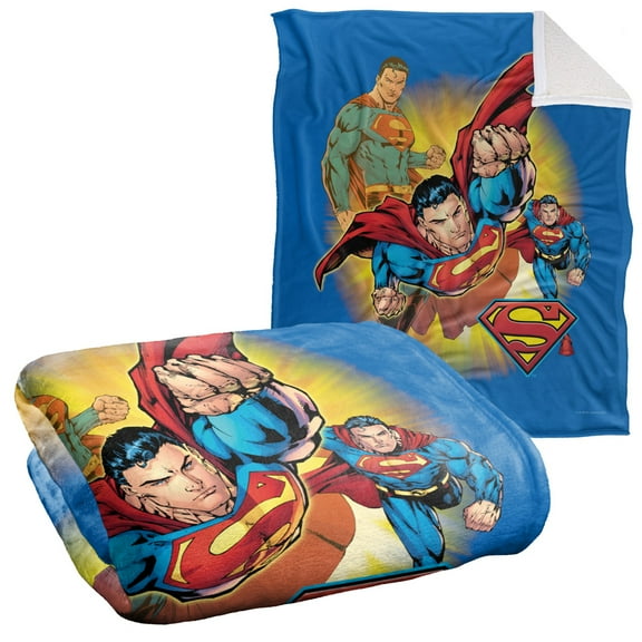 LOGOVISION Superman Blanket, 50inx60in, Superman Collage Silky Touch Sherpa Back Super Soft Throw Blanket