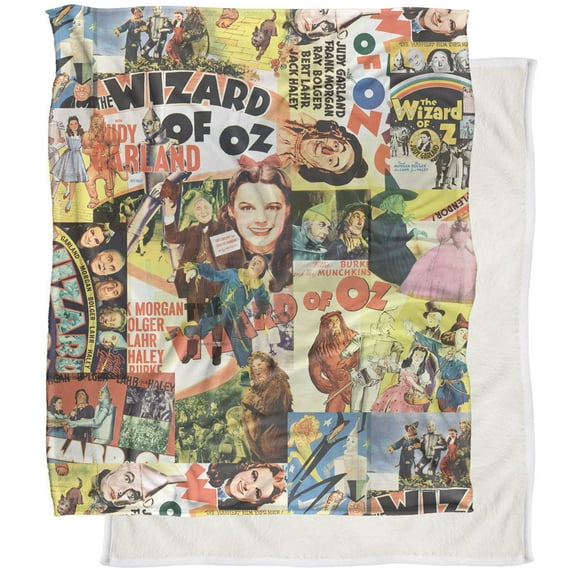 LOGOVISION The Wizard of Oz All Over Character Print 2 Silky Touch Sherpa Back Super Soft Throw Blanket