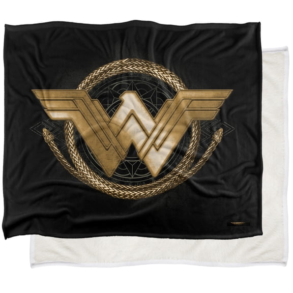 LOGOVISION Wonder Woman Lasso Logo Silky Touch Sherpa Back Super Soft Throw Blanket