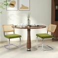 thumbnail image 1 of LOGYAT 2-Pack Modern Dining Chairs Set, Handwoven Rattan Back with Chrome Metal Base, Padded Cotton Fabric Seat, Ideal for Kitchen Dining Room, Green, 1 of 6