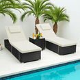thumbnail image 1 of LOGYAT 3 Piece Outdoor Wicker Chaise Lounge Set, 2 Oversized Reclining Chaise Chairs Matching Side Table, Patio Lounger with Washable Cushions, White, 1 of 4