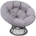 thumbnail image 1 of LOGYAT 46" Oversized Rattan Papasan Chair with Cushion, 360° Swivel, Waterproof & Sturdy Frame, Comfortable Chair for Adults, for Indoor, Bedroom, Grey Frame with Light Grey Cushion, 1 of 5