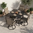 thumbnail image 1 of LOGYAT 5-Piece Weatherproof Patio Dining Set, 4 Padded Textilene Swivel Rocking Chairs, Black Slat Metal Table with Umbrella Hole, Rustproof Heavy-Duty Furniture for Porch, Deck, Backyard, 1 of 7