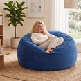 thumbnail image 1 of LOGYAT 3.5ft Bean Bag Chair, Memory Foam Filling, Washable Suede Cover, Reinforced Zipper, for Kids, Teens, Adults, Blue, 1 of 7