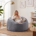 thumbnail image 1 of LOGYAT 3.5ft Bean Bag Chair, Memory Foam Filling, Washable Suede Cover, Reinforced Zipper, for Kids, Teens, Adults, Light Gray, 1 of 7