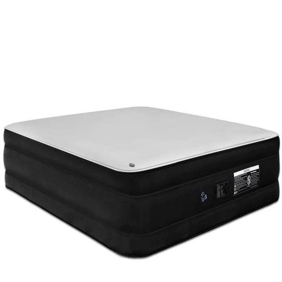 LOGYAT King Inflatable Air Mattress with Built in Pump, Memory Foam Topper with Milk Fiber Surface, Coil Beam Support, for Home and Guest