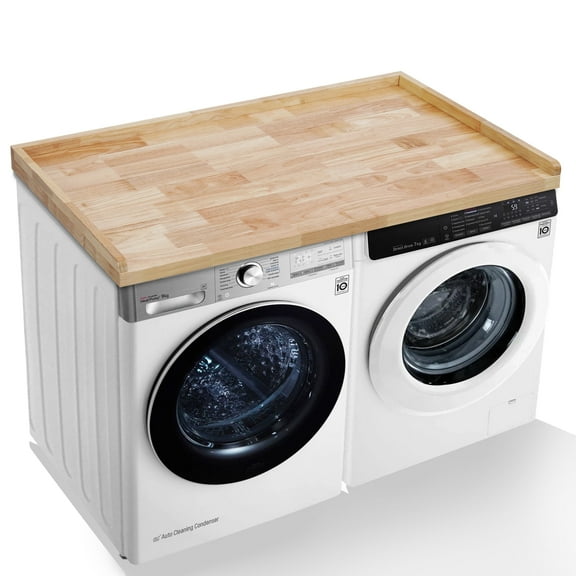 LOGYAT Washer Dryer Countertop, Anti-Static Coating with Secure Edge Rails, Durable Laundry Room Topper, Natural