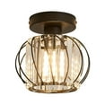 thumbnail image 1 of LOHASLED 1-Light Black Semi Flush Mount,K9 Crystal Industrial Metal Cage Ceiling Light Fixture,Modern Style for Hallway Porch Kitchen Bathroom, 1 of 8