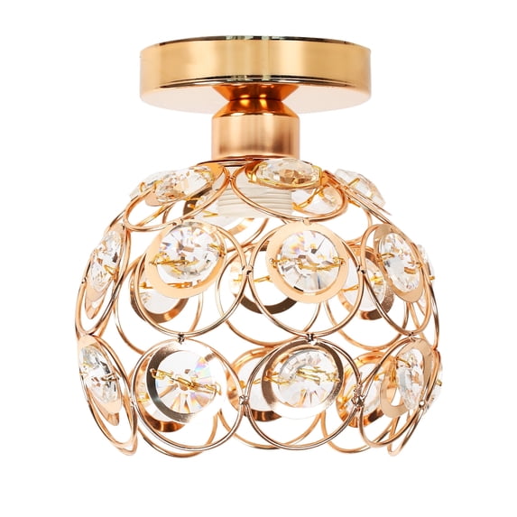 LOHASLED 1-Light Modern Flush Mount LED Ceiling Light Fixture,Gold Finish Crystal Chandelier Lighting, Celling Lamp for Bedroom,Bathroom,Hallway,Living Room