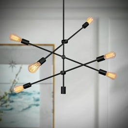 6 Light Black Unique Modern Linear Chandelier Industrial Linear Kitchen Pendant Light