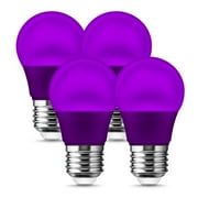 LOHAS A15 Purple LED Light Bulbs,3Watts 20W Equivalent,Holiday Atmosphere Light, 250LM, Colorful Purple Light Bulbs for Party Festive Decoration,4-Pack