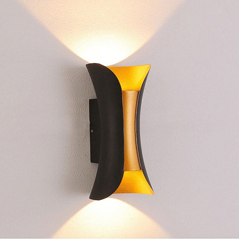 LOHAS Black and Gold Outdoor Wall Sconce,Waterproof TwoHead Luminous