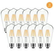LOHASLED Non Dimmable Vintage LED Edison Light Bulbs, 6 Watt=60 Watt, 2700K Warm White Chandelier Light Bulbs,E26 Base,12 Pack Filament