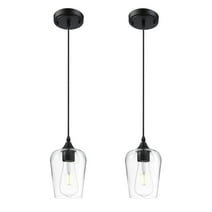 LOHAS Set of 2 Matte Black Pendant Light Fixtures Industrial,1-Light with Wine Glass Vintage Hanging Pendant Lighting for Living Room Kitchen Island