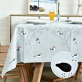 thumbnail image 1 of LOHASCASA Vinyl Oilcloth Tablecloth Oblong Spillproof Waterproof Wipeable Thick PVC Plastic Oblong Tablecloths for Dining Table Eid Tablecloths - Bird Silver Grey 54 x 84 Inch, 1 of 7