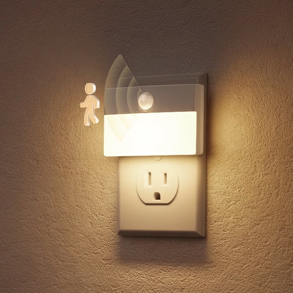 LOHASLED 0.45W Plug-in Human Motion Sensor Night Light, 3000K Warm White, Bedroom Hallway Staircase Nightlight(1 Pack)