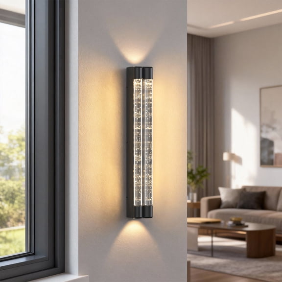 LOHASLED 15.7 in 2-Light Black Bubble Tube Wall Sconce, Warm White 3000K, Modern Style for Entryway, Bathroom, Living Room
