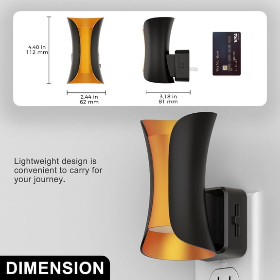 LOHASLED 2 Pack Black & Champagne Waist Column Night Light with Dimmer