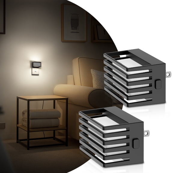 LOHASLED 2 Pack Black Cool White 5000K Dimmable Night Light 3-Level