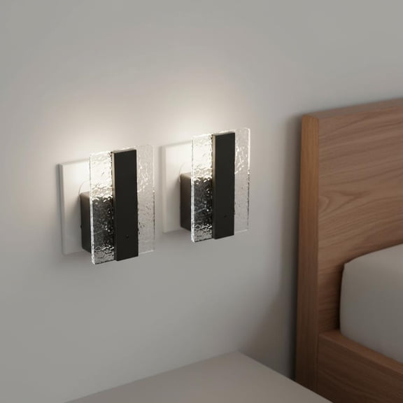 LOHASLED 2 Pcs Black Cool White 5000K Modern Square Night Light