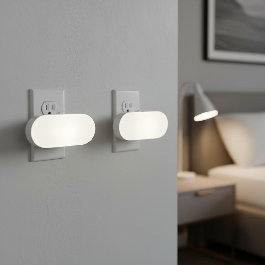 LOHASLED 2 Pcs 5000K Dimmable Cool White Night Light with Light Sensor