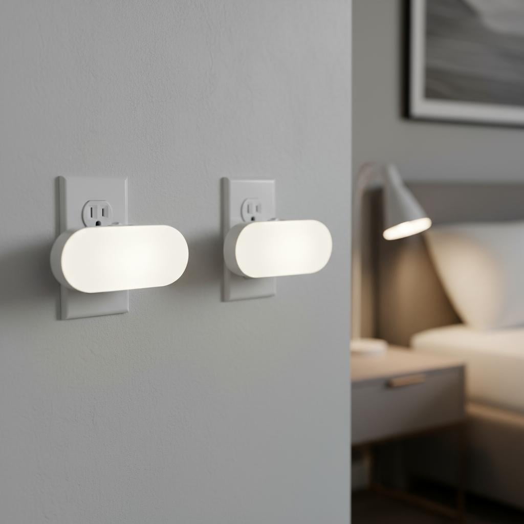 LOHASLED 2 Pcs High Lumen Dimmable Cool White Night Light with Light Sensor