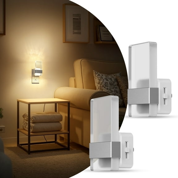 LOHASLED 2 Pcs White & Nickel Warm White 3000K Dimmable Night Light