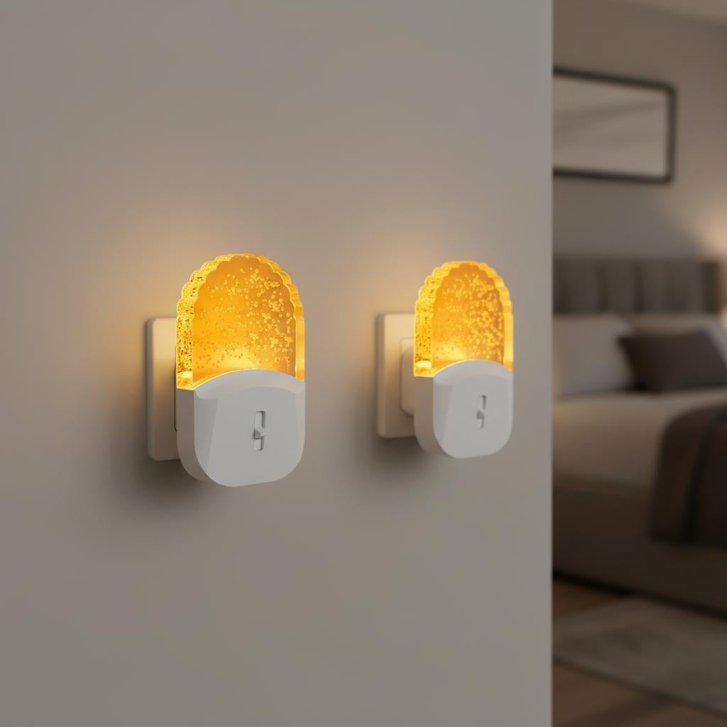 LOHASLED 4-Pack of White Amber Acrylic Dimmable Night Lights with Light Sensor