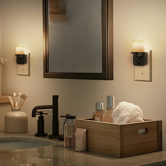 LOHASLED 4PCS Plug In Dimmable Night Light, 3000K Warm Nightlights, Candle Shade, Light Sensor, Perfect for Bedroom, Living Room