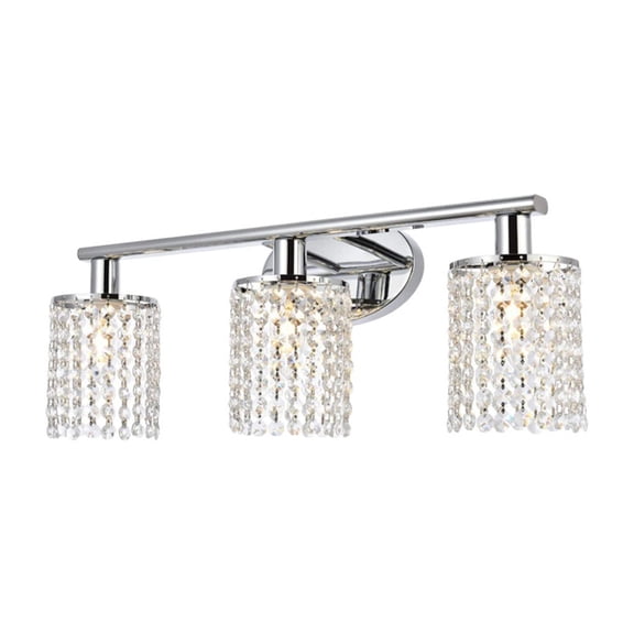 LOHASLED Ayushma Crystal Cylinder Dimmable Bathroom Vanity Lights, Lighting Fixture for Above Bathroom Mirror, Polished Chrome, Luxury Bedroom Vanity Fixture with Crystal Pendant