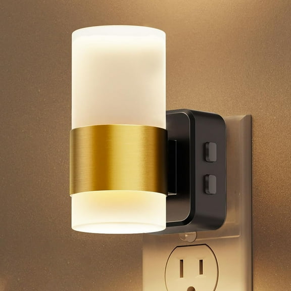 LOHASLED Black & Brass 3000K Dimmable Night Light with 5-Level Control
