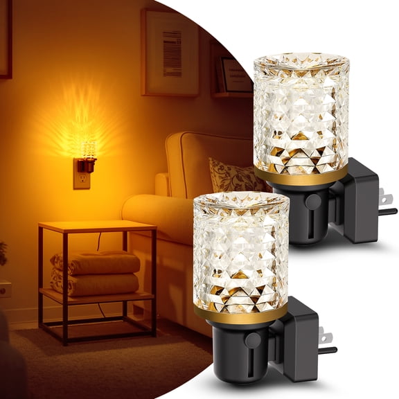LOHASLED Black & Brass Amber Diamond Crystal Column Night Light