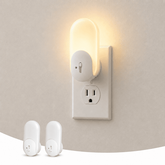 LOHASLED Dimmable Plug-in Night Light 3000K Warm White with Slide Dimmer, 0-100LM, Compact LED Nightlight for Bedroom Hallway Nursery (1/2/4 Pack)