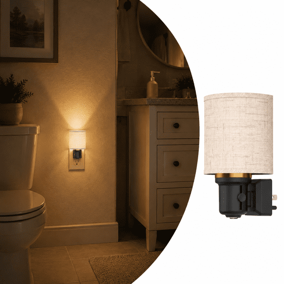 LOHASLED Dimmable Warm White Plug in Night Light with Metal Ring & Light Sensor(1 Pack)