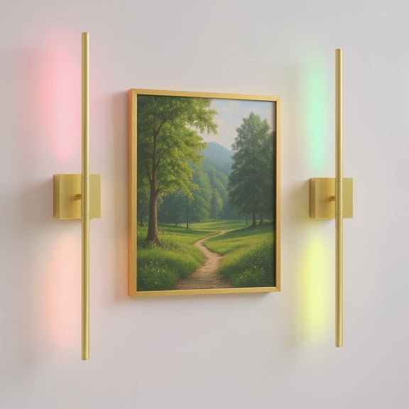 LOHASLED Gold Rechargeable LED Wall Sconce, 8000mAh Battery Wall Light with App Control, 28.3" RGB+CCT Dimmable Wall Lamp for Bedroom Living Room
