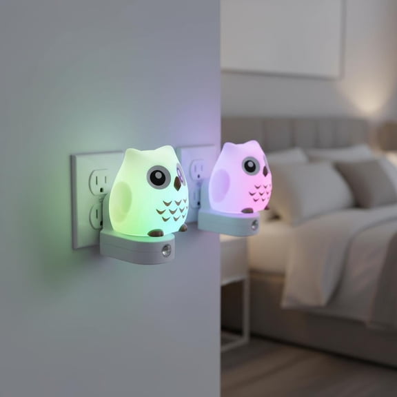 LOHASLED Owl Multicolor RGB & Warm White Plug In Night Light for Kids(1 Pack)