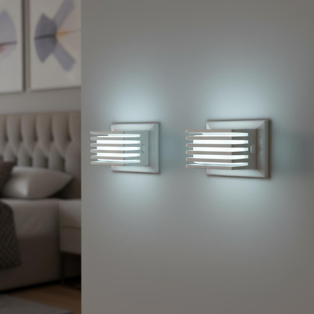 LOHASLED Set of 2 White Dimmable 5000K LED Night Lights with Automatic Light Sensor