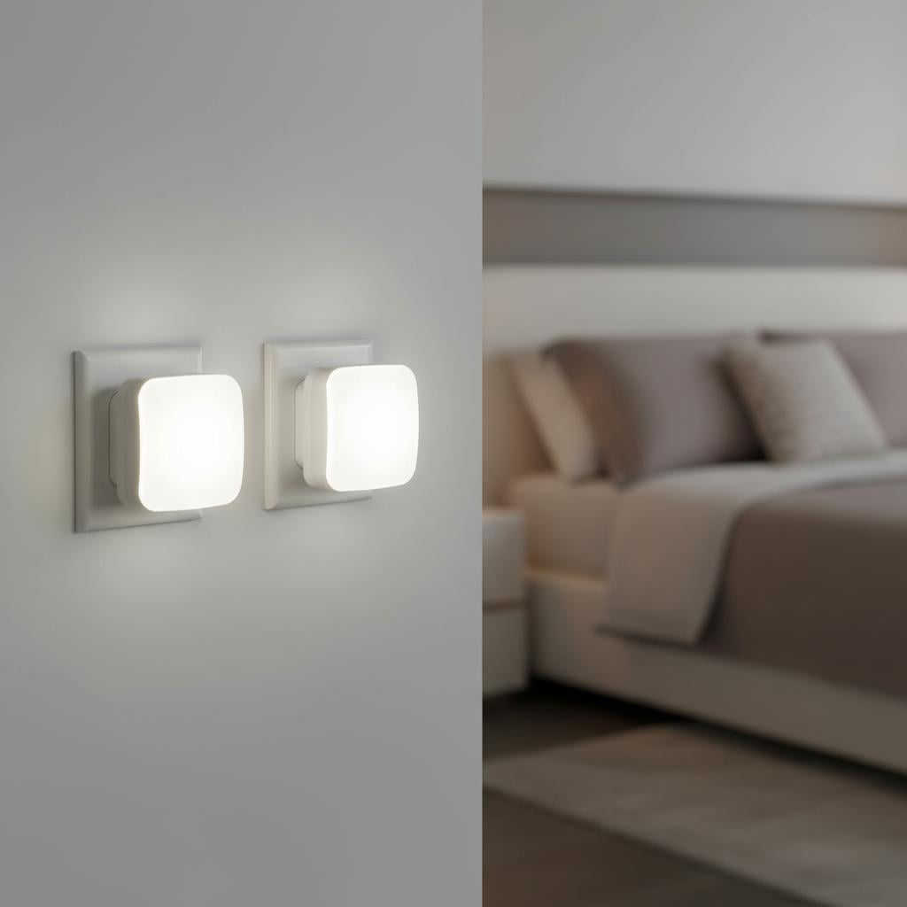 LOHASLED Set of 4 Cool White 5000K Mini LED Plug In Night Lights