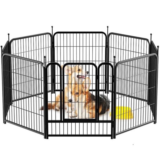 LOHASLY Heavy Duty 24 Inch Outdoor Pet Fence, 8Level Metal Dog Pen for