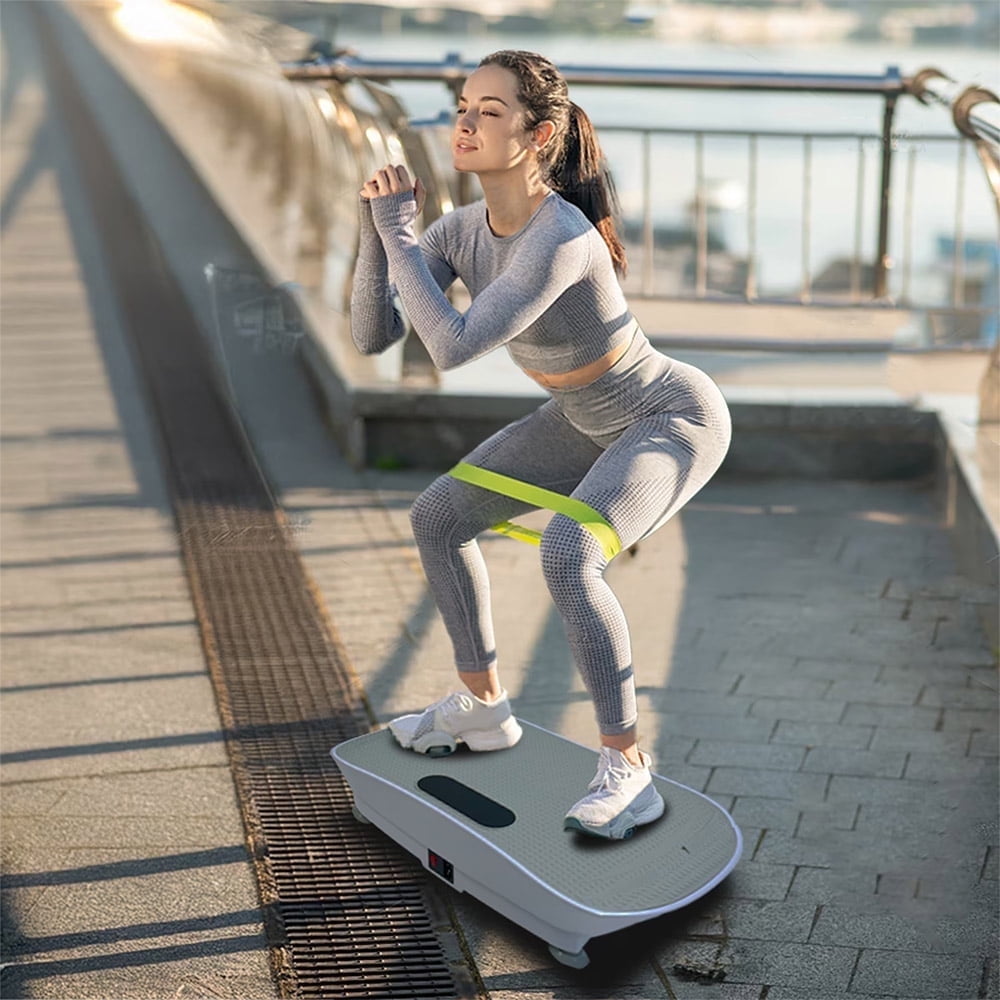 LOHASLY Vibration Plate Machine w/Handle 120 Speed Lymph Drain Fat Burn Weight Loss Home GymMen/Women(Grey)