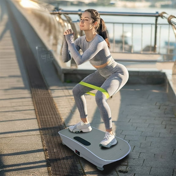 LOHASLY Vibration Plate Machine w/Handle 120 Speed Lymph Drain Fat Burn Weight Loss Home GymMen/Women(Grey)