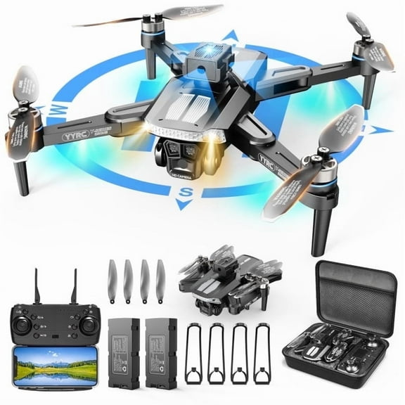 Loheer Camera Drone for Adults, 4K HD RC Quadcopter with High Speed Brushless Motor, Altitude Hold, Waypoint Fly, 2 Batteries,Toys Gifts for Boys Girls