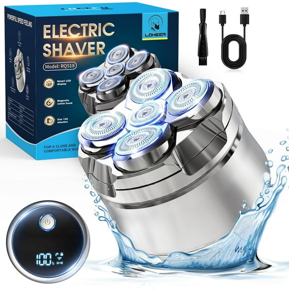 LOHEER Head Shavers for Bald Men, 5D Head Shaver, LED Display, Wet/Dry Electric Razor, Gift for Men