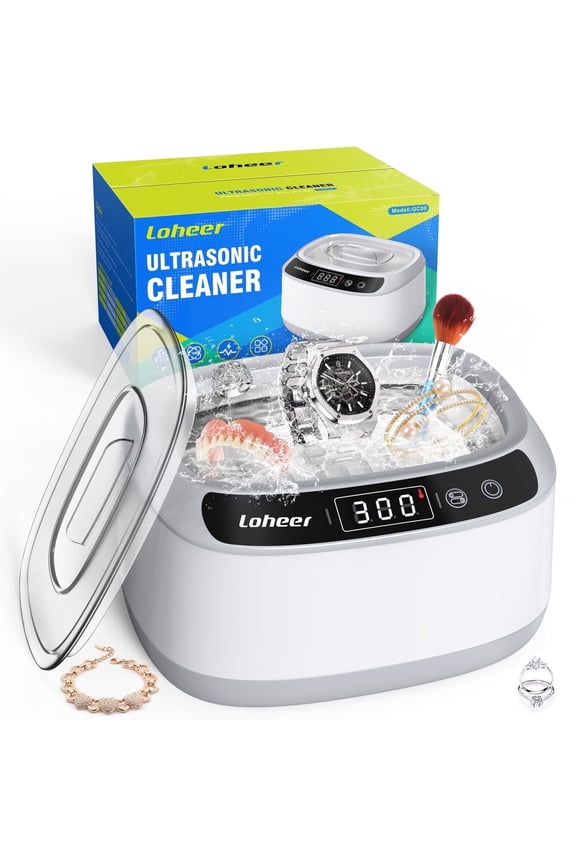 Ultrasonic Jewelry Cleaner 23 oz Tank, 45Khz Ring Cleaner Ultrasonic Machine with Digital Timer, 4 Cleaning Modes, for Jewelry, Glasses, Retainer, Watch Strap, Home & Travel Use