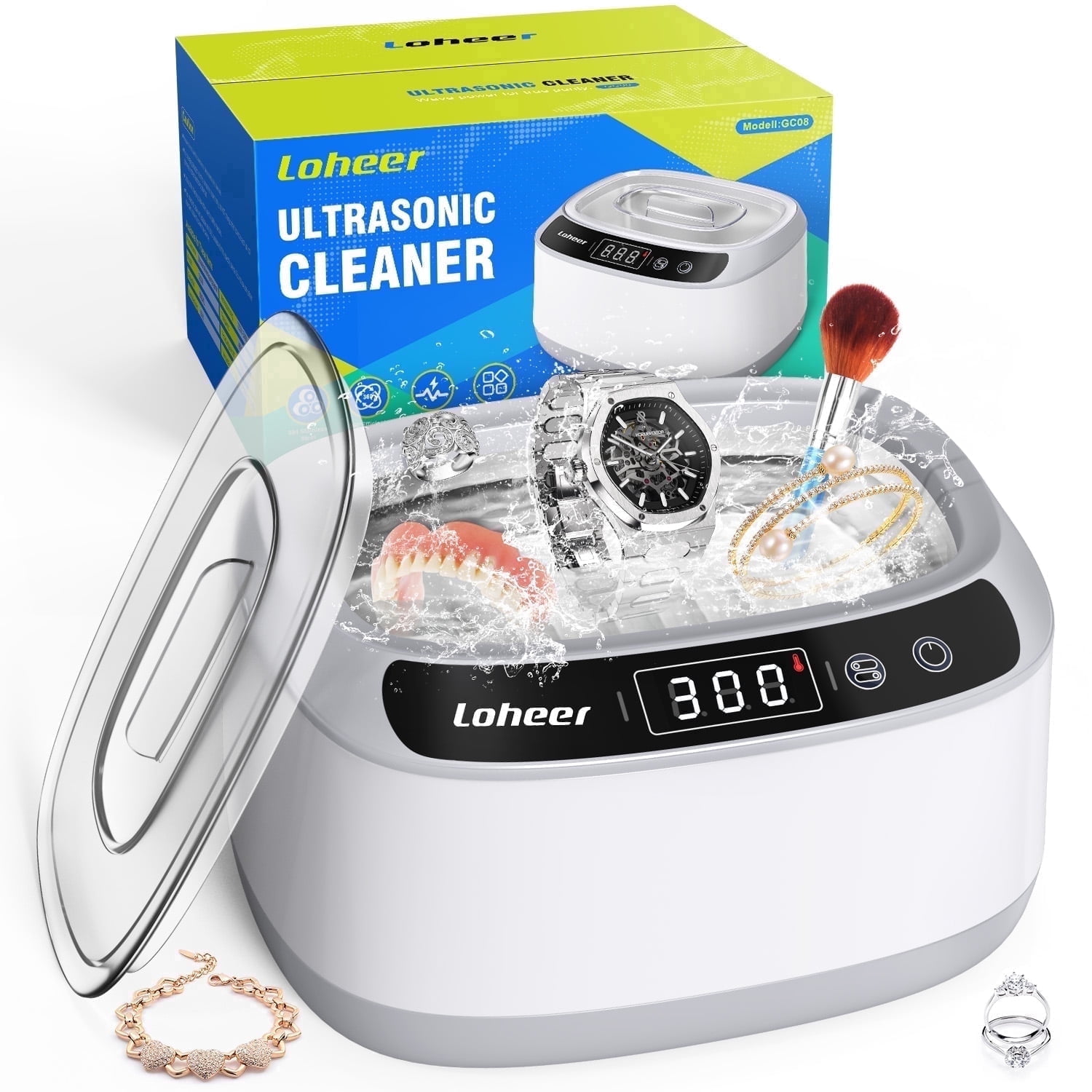 Loheer Ultrasonic Jewelry Cleaner, 23 oz 45KHz Ultrasonic Cleaner