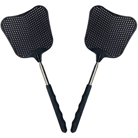 LOHIN Retractable Fly Swatter, Durable Plastic Fly Swatter Heavy Duty Set, Retractable Fly Swatter With Stainless Steel Handle For Indoor/Outdoor Use (Set Of 2)