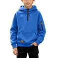 thumbnail image 1 of LOINRODI Boys Half Zip Hooded Sweatshirt, Fleece Lined Raglan Sleeve Zip Arm Pocket Pullover Casual Long Sleeve Fall Street Pullover Hoodie Blue Size 10, 1 of 9