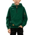 thumbnail image 1 of LOINRODI Boys Half Zip Hooded Sweatshirt, Pullover Zip Arm Pocket Fleece Lined Raglan Sleeve Casual Long Sleeve Fall Street Pullover Hoodie Green Size 6, 1 of 9