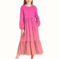 thumbnail image 1 of LOINRODI Girls Long-Sleeve Tiered Maxi Dress Soft Pockets Design Spring Fall Gradient Colors Girls' Casual Dresses Pink 4-14 Years, 1 of 6