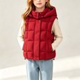 thumbnail image 1 of LOINRODI Girls Puffer Vest, Hooded Quilted Sleeveless Snap Button Warm Padded Outerwear for Cold Weather Red Size 12-13, 1 of 9
